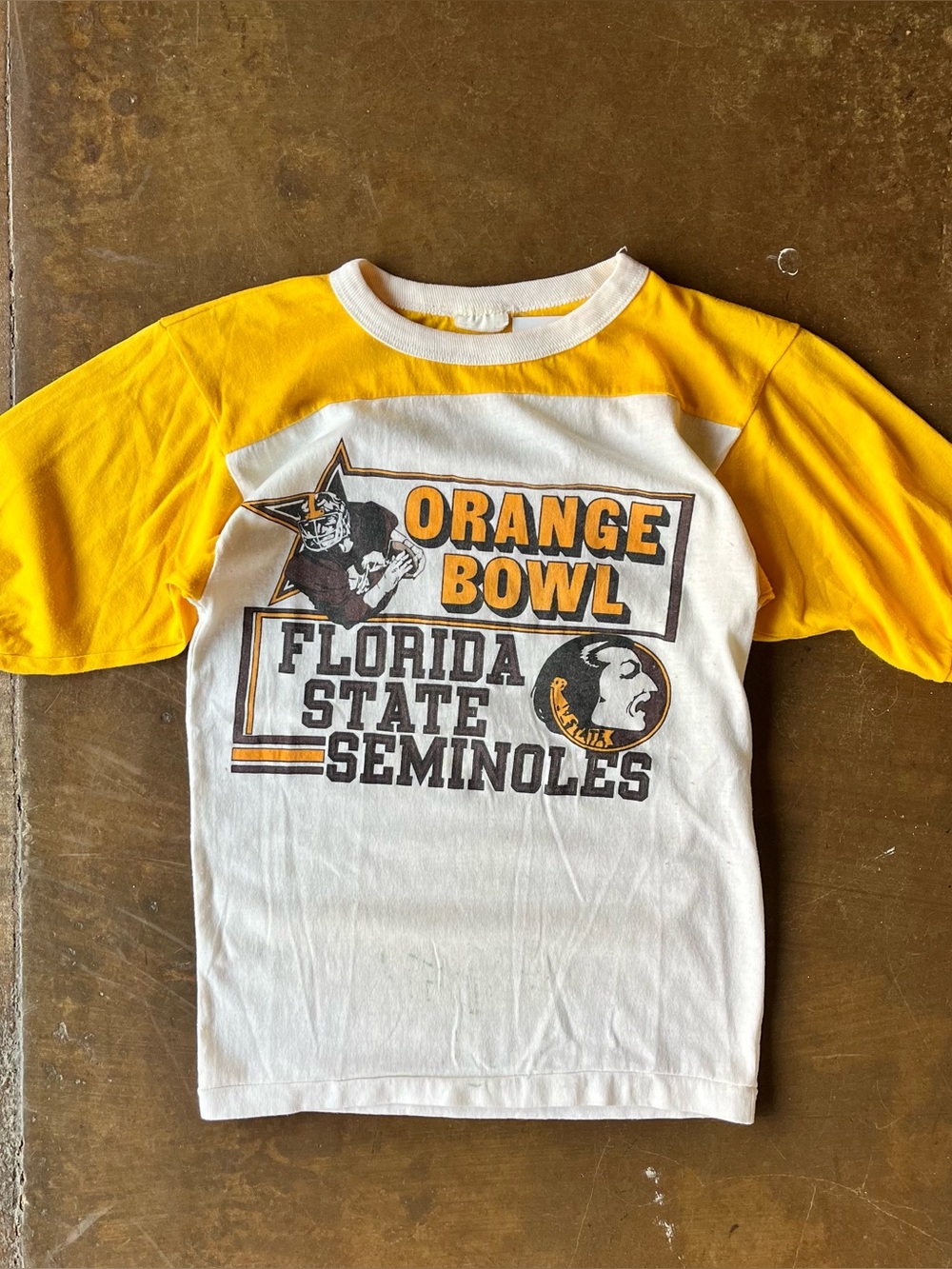 Vintage 80s Florida State Seminoles Varsity Colorblock Raglan Shirt Small S 90s